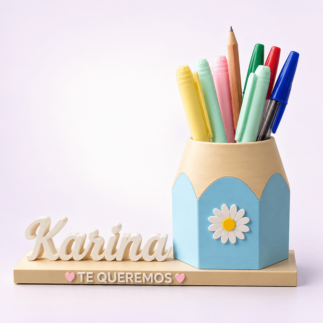 Portalápices personalizado con nombre y mensaje a elección